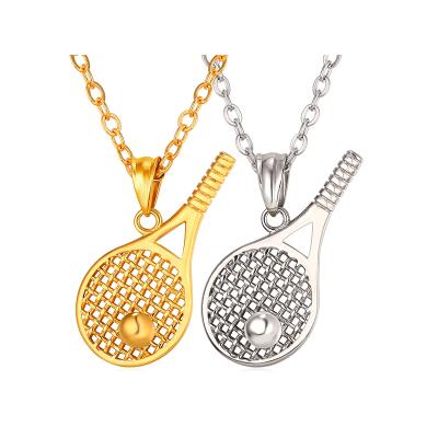 China New Nickel Free Titanium Steel Pendant Necklace Sports Tennis Racket Necklace Mens Womens Stainless Steel Necklace for sale