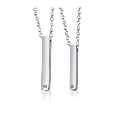 China 2020 Fashionable Simple Simple Nickel Free Stainless Steel Rhinestone Couple Can Letter Pending Pendant Wholesale Bar for sale