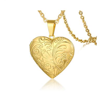 China Wholesale Nickel Free Stainless Steel Titanium Steel Openable Female Pendant Jewelry Golden Heart Heart Pendent for sale