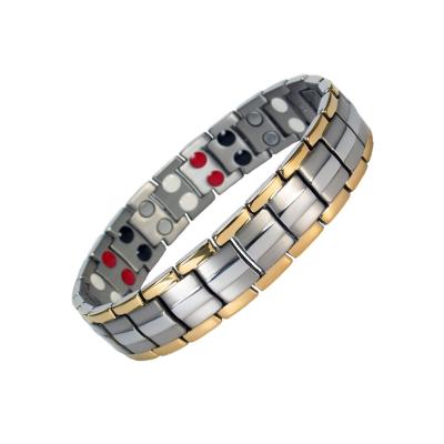 China Factory wholesale double row magnet color men's stainless steel titanium steel bangle bracelet nickel free for sale