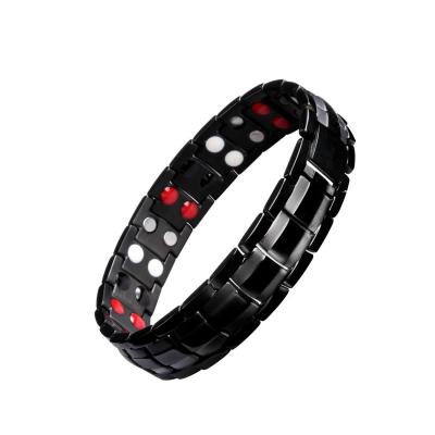 China New Double Row Titanium Magnet Germanium Titanium Four Magnet Nickel Free Steel Bracelet In A Stainless Steel Bracelet for sale