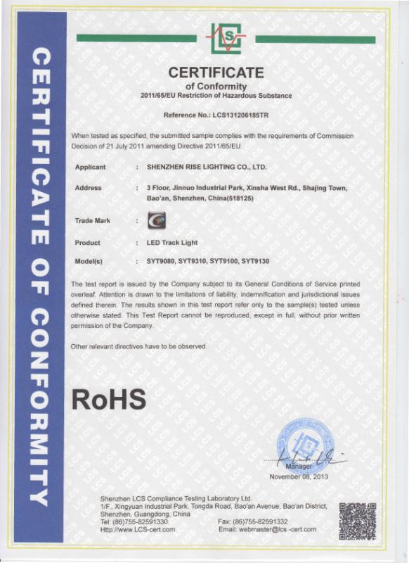 RoHS - Shenzhen Rise Lighting Co., Ltd.