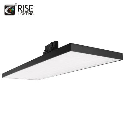 China Modern 20mm Thickness 50W 6750lm Slim Linear Pantrack Black Aisle Panel Led Track Lighting for sale