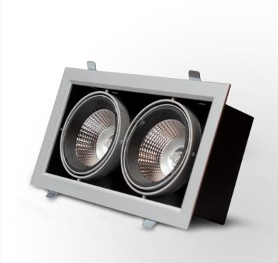 China Recessed aluminum double head fixture 2x15w ar111 lamp cob led grill downlight for sale