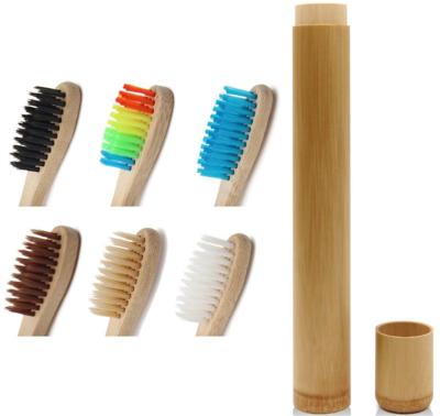 China For Ethink 100% Home Use New Round Biodegradable Eco-Friendly Wood Handle Hot Selling Bamboo Toothbrush With Travel Case Kit Holder for sale