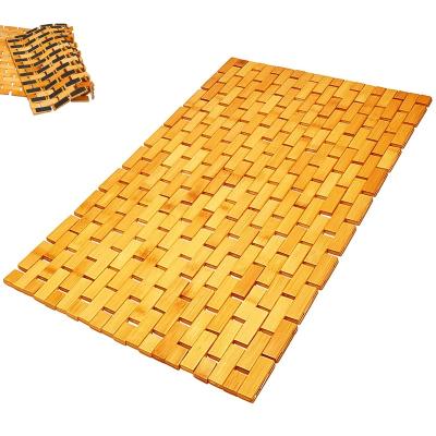 China Good Quality Eco-friendly Large Size Sustainable Floor Mat Non-Slip Waterproof Bathroom Floor Shower Bamboo Bath Mat for sale