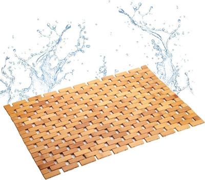 China 100% Sustainable Eco-Friendly Luxury Mat Bamboo Non Slip Bath Bathroom Mat 40x60cm/50x70cm Waterproof Bamboo Floor Mat for sale