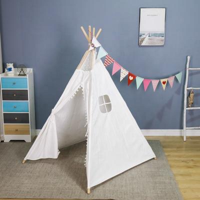 China Sports Toy Wholesale Indoor Cotton Canvas Folding Kids Play Teepee Tent With Mat for sale