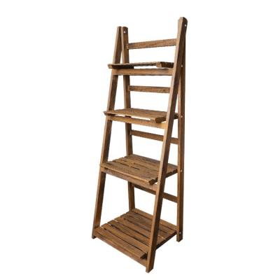 China Customized Viable Solid Wooden Folding Flower Plant Storage Rack Stand for sale