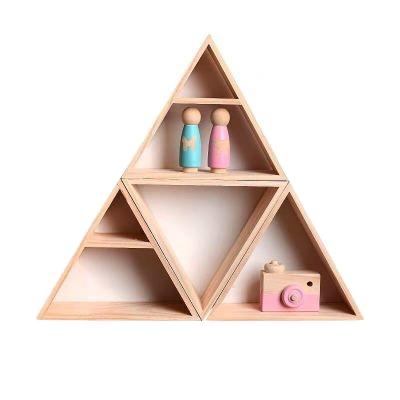 China (Height) Adjustable Triangle Wood Floating Wall Shelf for sale