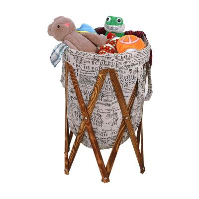 China Stored Foldable Clothes Laundry Hamper With Wooden Frame for sale