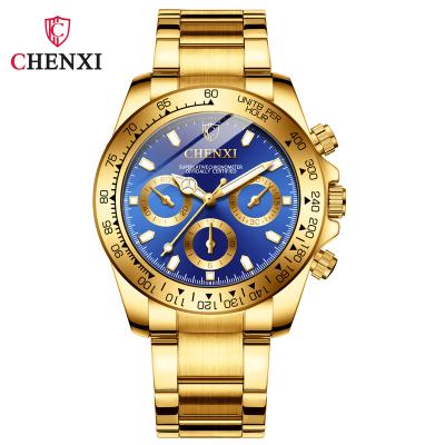 China 2022 Newest CHENXI 086 Classic Chronograph Rotary Bezel Men's Gold Watch Quartz Wrist Watch For Man for sale