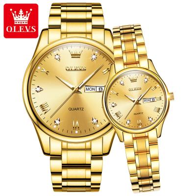 China Chronograph 5563 Couples Watches Hand Watch Stainless Steel Gold Digital Pendulum Luxury Unisex Wrist Watch for Men and Women for sale