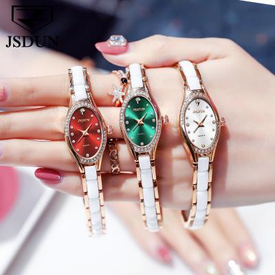 China Date 8842 JSDUN Automatic Ceramic Strap Stainless Steel Mechanical Watches Women Hand Watch For Swiss Girl Movement Girls Watch Elegant for sale