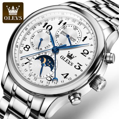 China China Factory Cheap Olevs Moon Phase 6667 Wristwatch Luminous Waterproof Logo Mechanical Automatic Watches For Men for sale