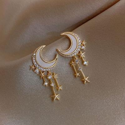 China The other new moon 2022 fashionable dangle temperament faux stone girl party jewelry gift tassels dangle earrings for women for sale