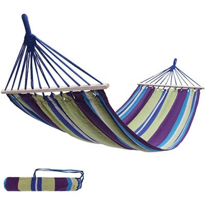 China Outdoor Furniture Compact Cotton Swing Camping Hammock With Folding Spreader Bar Wooden Small Pack for sale