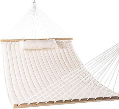 China Traditional Double Hammock Quilted Fabric Swing With Detachable Spreader Bar Pillow Quilted Fabric Hammock for sale