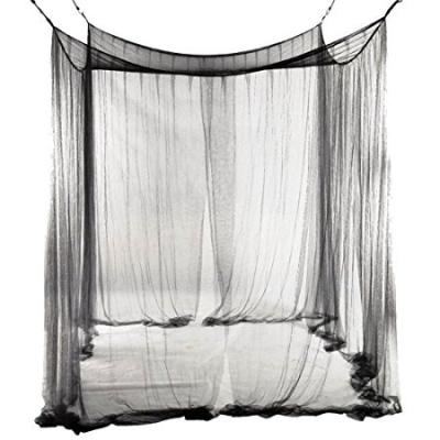 China 4 Folded Mosquito Net Queen Twin King Canopy Black Bed Full Pole Corner For Full Queen King Bedding for sale