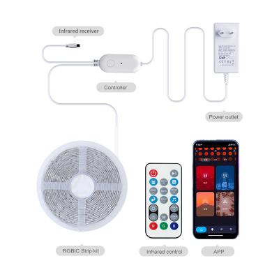 China Smart Waterproof LANDSCAPE Strip Light IP65 Rgb+IC Color Music Remote Control Function Led Strip Light for sale