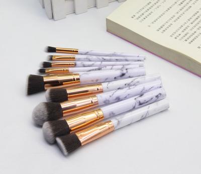 China Angular Blush Hot Selling New Makeup 10pcs Acrylic Stone Handle Brushes Set Brush Marble Color for sale