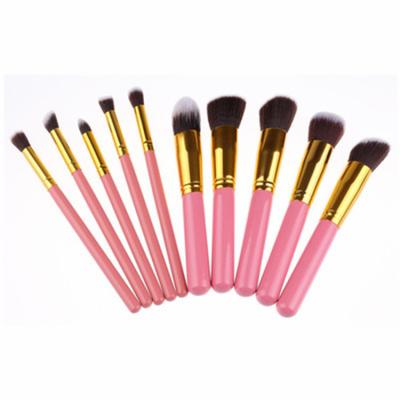 China Angular Blush High Quality Plastic Handle Plastic Brushes Make Up 10pcs Makeup Set Barrel With Low Price for sale