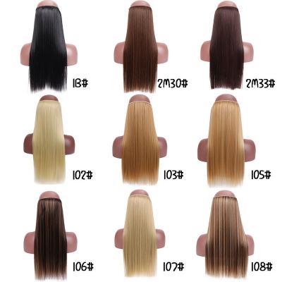 China Silky Straight 24inch Invisible Wire Invisible Wave Hair No Clip Halo Hair Extension One Piece Flip In Synthetic Fake Wigs Hair for sale