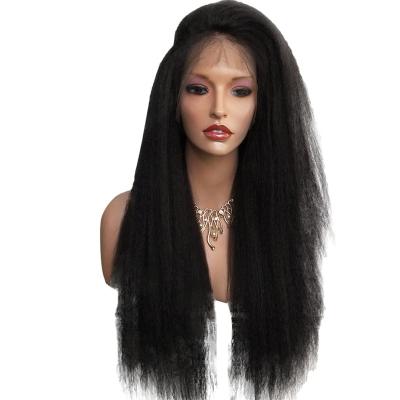 China Natural Water Wave Cuticle Aligned Raw Unprocessed Virgin Yaki Kinky Straight Lace Front Wig for sale