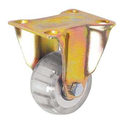 China Cast PU 2 Inch Aluminum Transparent Small PU Fixed Caster 75 kg en venta