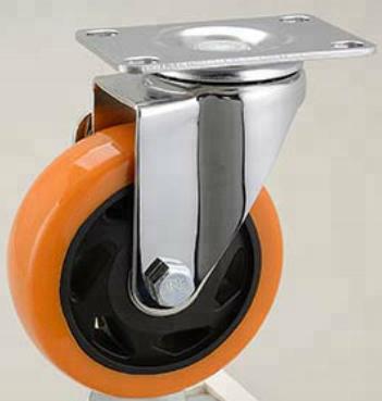 중국 PIVOT 4 Inch Medium Duty Industrial Swivel PVC Caster Orange Wheel 판매용