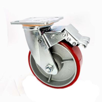 Китай Industrial Dual PIVOT Ball Bearing Iron Core PU Wheel Caster 250-450kgs продается