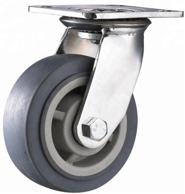 중국 swivel & 4 Inch Rigid Industrial Heavy Duty Gray Themoplastic Rubber Caster Double Ball Bearing Wheel 판매용