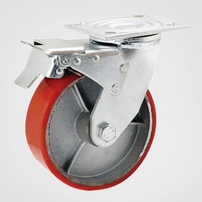 Китай Other PU 3 Wheel Industrial Caster Trolley Heavy Duty Cast Iron Double NC Ball Bearing 250-450kgs 115*100mm 4.75mm Month; GUA-OEM продается