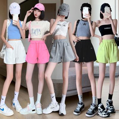 China 2023 Korean version summer breathable loose casual clothes show thin hot pants women's sports five-point shorts pocket draw rope elastic for sale