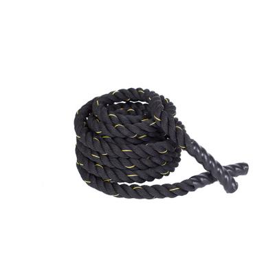 China Fitness Center Crossfit Training Battle Black Nylon Rope With Yellow Line for sale