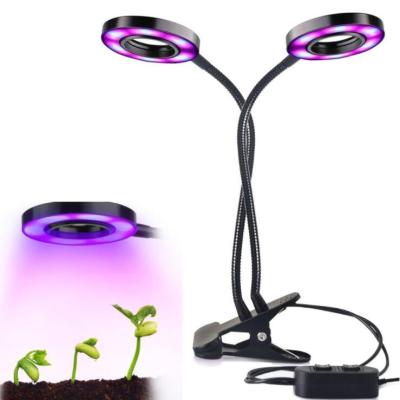 China Seed Starting USB 18W Dual Head Clip Black Flexible Goose Neck LED Grow Lights For Plant for sale