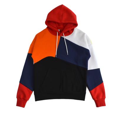 China Anti-pilling New Design Contrast Color Block Pullover Irregular Drop Shoulder Long Sleeve Premium Hoodie for sale