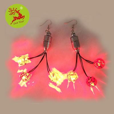 China Halloween Party Fast Flashing Decoration Led Light Pumpkin Flashing Earring for sale