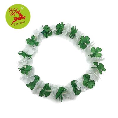 China St Patrick's Day Fast/Slow/Regular Decoration Led Flower Artificial Leis Hawaii Fabric Flashing Light Necklace for sale