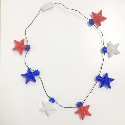 China Holiday Flashing Light Bulb Necklace Party Decoration LED Five-pointed Star Necklace Decorations 4th of July USA Hot Sale for sale