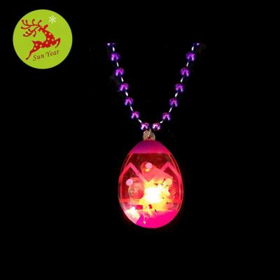 China LED Fast Flashing Light Up Easter Egg Flashing Pendant With Pearl Necklace for sale