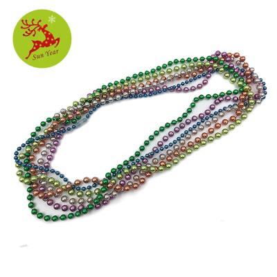 China Custom Multicolor Plastic Mardi Gras Bead Plastic Round Necklace for sale