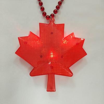 China Fast/Steady Flashing Slow Flashing Off New Canada Day Holiday Party Favor LED Maple Leaf Plastic Silver Flashing Bead Necklace Light Pendant for sale