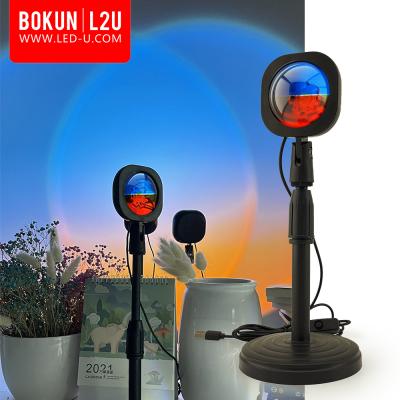 China BOKUN Modern Huge Ocean Shoreline Horizon Dawn Sunset Projection Lamp Coastline Beach Sunset Lamp Proyector for sale