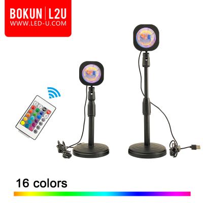 China BOKUN USB Sunset Lamp 16 Colors LED Glass Night Light RGB Large Remote Control Lamp 3D Night Light Modern Square Big Light for sale