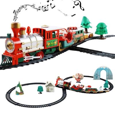 China Slot Toy Toy Train Set for Christmas, Underside Around Christmas Tree Train Set with Sounds and Lights, Santa Claus Sleigh, Snowman HN305049 for sale