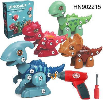 China Amazon plastic kids assembling diy dinosaur toys push back plastic animal puzzle HN902215 for sale