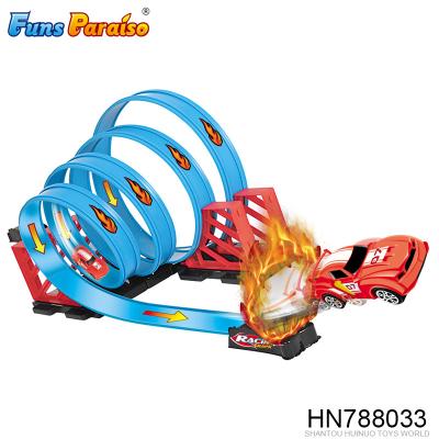 China Super Slot Toy Children Stunt Track Plastic Pull Back Toy Racing Track HN788033 for sale