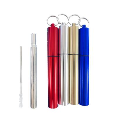 China Disposable Reusable Telescopic Stainless Steel Straws Metal Travel Drinking Straw Sets With Cleaning Brush for sale