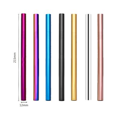 China High Quality Disposable Stainless Steel Drinking Straw Straw Reusable Stainless Steel Boba Metal 12mm Food Grade Boba Straws 215mm*12mm for sale